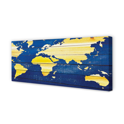 Duży obraz na płótnie Mapa na Niebieskim Drewnie
