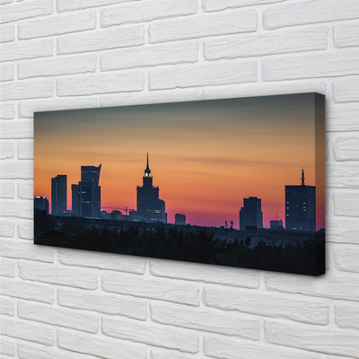 Obraz na płótnie Warszawa Zachód słońca panorama