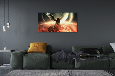 Duży obraz na płótnie Kobieta ze Skrzydłami na Księżycu