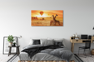 Obraz na płótnie Balony niebo żyrafy