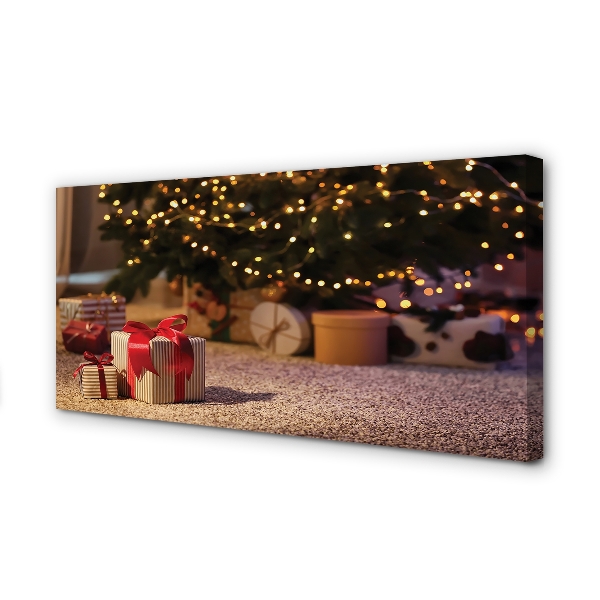 Obraz drukowany na płótnie Prezenty i Choinka