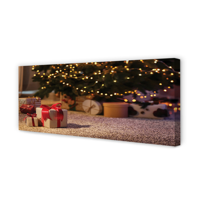 Obraz drukowany na płótnie Prezenty i Choinka