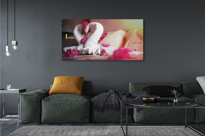 Zdjęcie na płótnie Łabędzie z Ręczników i Kwiaty