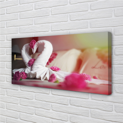 Zdjęcie na płótnie Łabędzie z Ręczników i Kwiaty