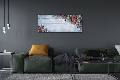 Obraz drukowany na płótnie Bombki, Szyszki i Deski