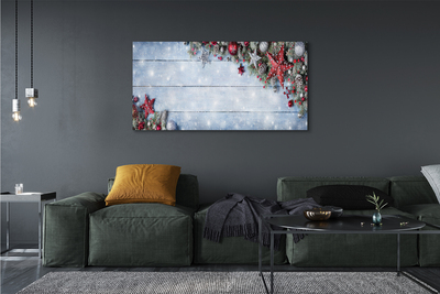 Obraz drukowany na płótnie Bombki, Szyszki i Deski