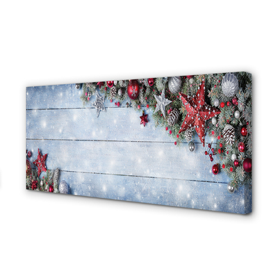 Obraz drukowany na płótnie Bombki, Szyszki i Deski