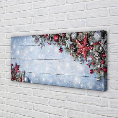 Obraz drukowany na płótnie Bombki, Szyszki i Deski