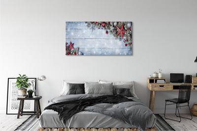 Obraz drukowany na płótnie Bombki, Szyszki i Deski