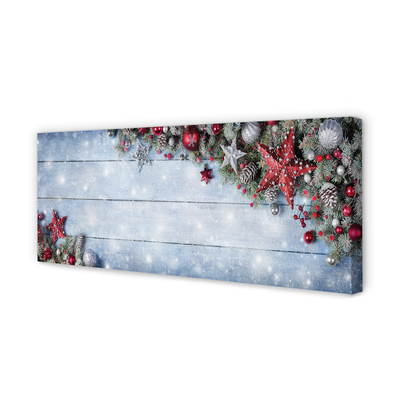 Obraz drukowany na płótnie Bombki, Szyszki i Deski