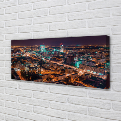 Obraz na płótnie Warszawa Miasto noc panorama