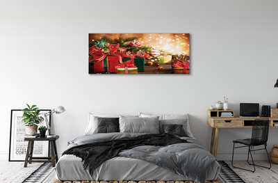 Obraz na płótnie Prezenty, Bombki i Lampki