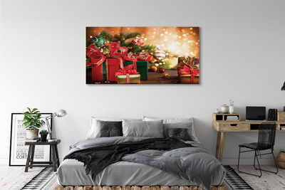 Obraz na płótnie Prezenty, Bombki i Lampki