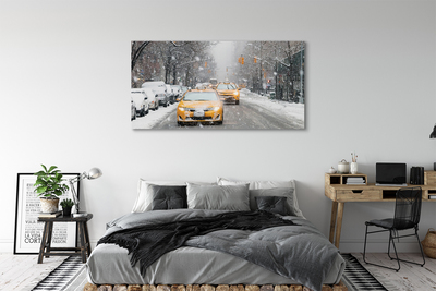Obraz na płótnie Zima auta śnieg miasto