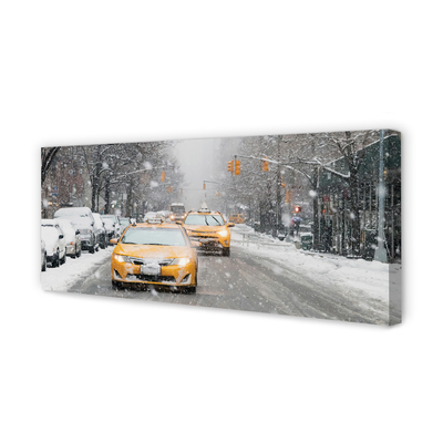 Obraz na płótnie Zima auta śnieg miasto