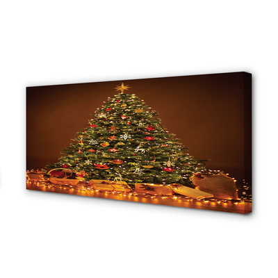 Duży obraz na płótnie Choinka, Prezenty, Lampki i Dekoracje