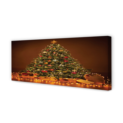 Duży obraz na płótnie Choinka, Prezenty, Lampki i Dekoracje