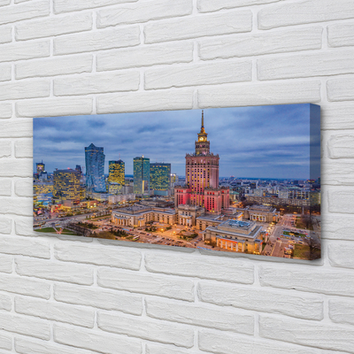 Obraz canvas na ścianę Panorama Warszawy o Zachodzie Słońca