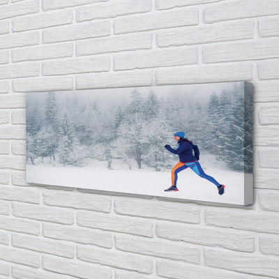 Duży obraz na płótnie Człowiek w Zimowym Lesie