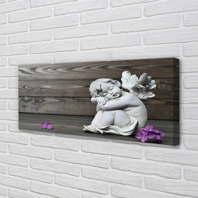 Duży obraz na płótnie Śpiący Anioł w Kwiatach na Deskach