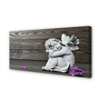 Duży obraz na płótnie Śpiący Anioł w Kwiatach na Deskach