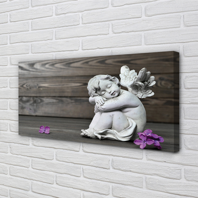 Duży obraz na płótnie Śpiący Anioł w Kwiatach na Deskach
