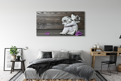 Duży obraz na płótnie Śpiący Anioł w Kwiatach na Deskach