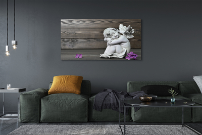 Duży obraz na płótnie Śpiący Anioł w Kwiatach na Deskach