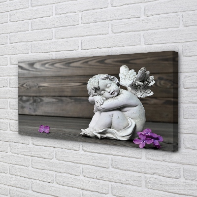 Duży obraz na płótnie Śpiący Anioł w Kwiatach na Deskach