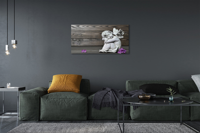 Duży obraz na płótnie Śpiący Anioł w Kwiatach na Deskach