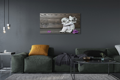 Duży obraz na płótnie Śpiący Anioł w Kwiatach na Deskach