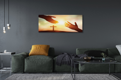 Fotoobraz na płótnie Dwie Dłonie przed Krzyżem