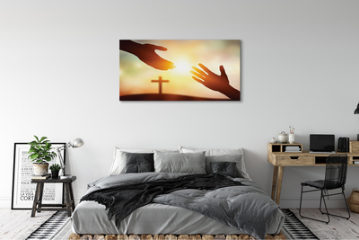 Fotoobraz na płótnie Dwie Dłonie przed Krzyżem