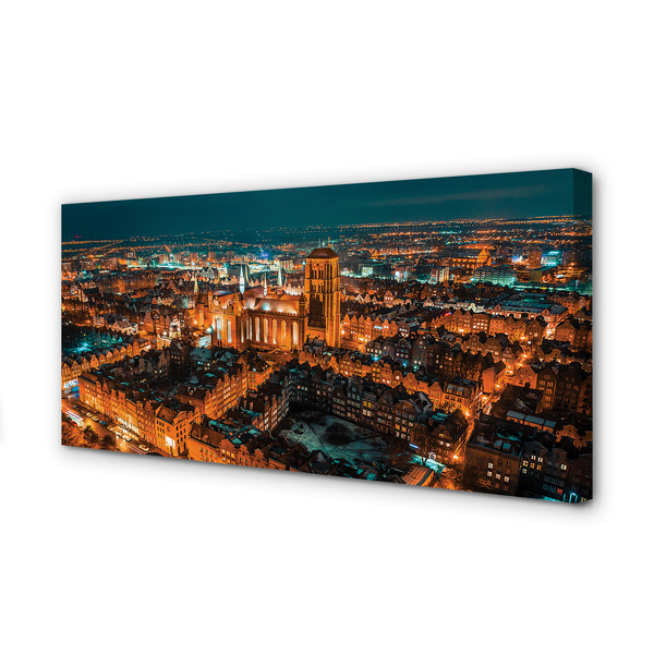 Zdjęcie na płótnie Nocna Panorama Gdańskich Kościołów