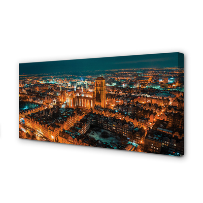 Zdjęcie na płótnie Nocna Panorama Gdańskich Kościołów