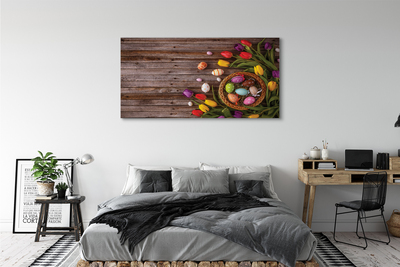 Zdjęcie na płótnie Jajka i Tulipany na Deskach