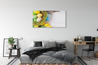 Fotoobraz na płótnie Jajka, Bazie i Tulipany