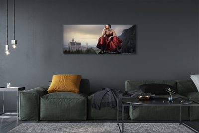 Fotoobraz na płótnie Kobieta w Sukni w Górach