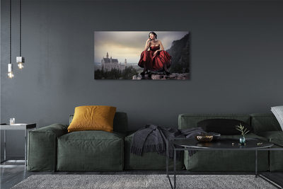 Fotoobraz na płótnie Kobieta w Sukni w Górach