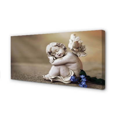 Obraz canvas na ścianę Śpiący Anioł w Kwiatach na Deskach