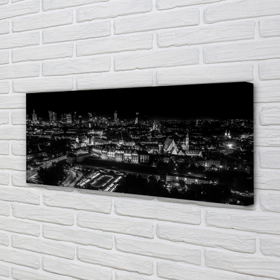 Obraz drukowany na płótnie Nocna Panorama Warszawskich Drapaczy Chmur