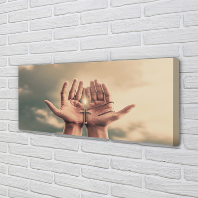 Duży obraz na płótnie Ręce Wzniesione ku Niebu i Krzyżowi