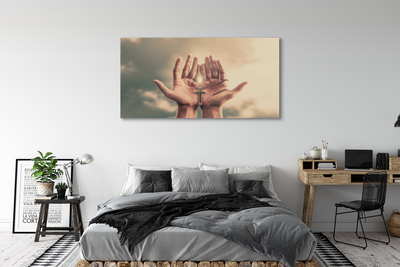 Duży obraz na płótnie Ręce Wzniesione ku Niebu i Krzyżowi