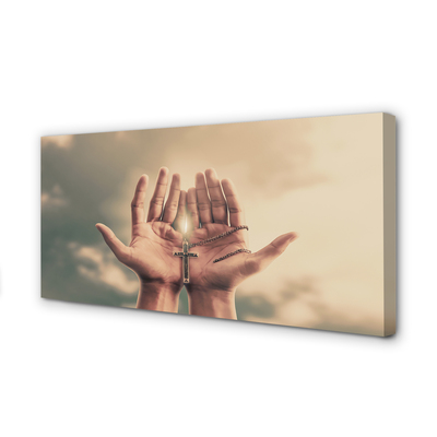 Duży obraz na płótnie Ręce Wzniesione ku Niebu i Krzyżowi