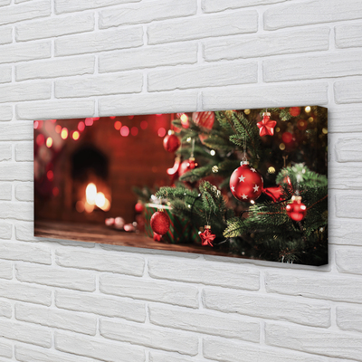 Obraz na płótnie Choinka, Bombki, Lampki i Prezenty