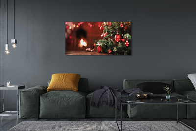 Obraz na płótnie Choinka, Bombki, Lampki i Prezenty