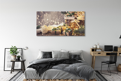 Zdjęcie na płótnie Prezenty, Gałązki i Bombki