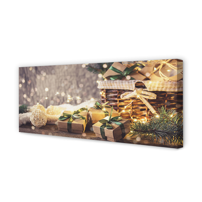 Zdjęcie na płótnie Prezenty, Gałązki i Bombki