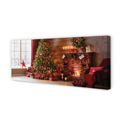 Obraz na płótnie Choinki, Prezenty, Dekoracje i Kominek