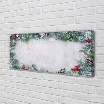 Fotoobraz na płótnie Śnieg, Szyszki i Gałązki